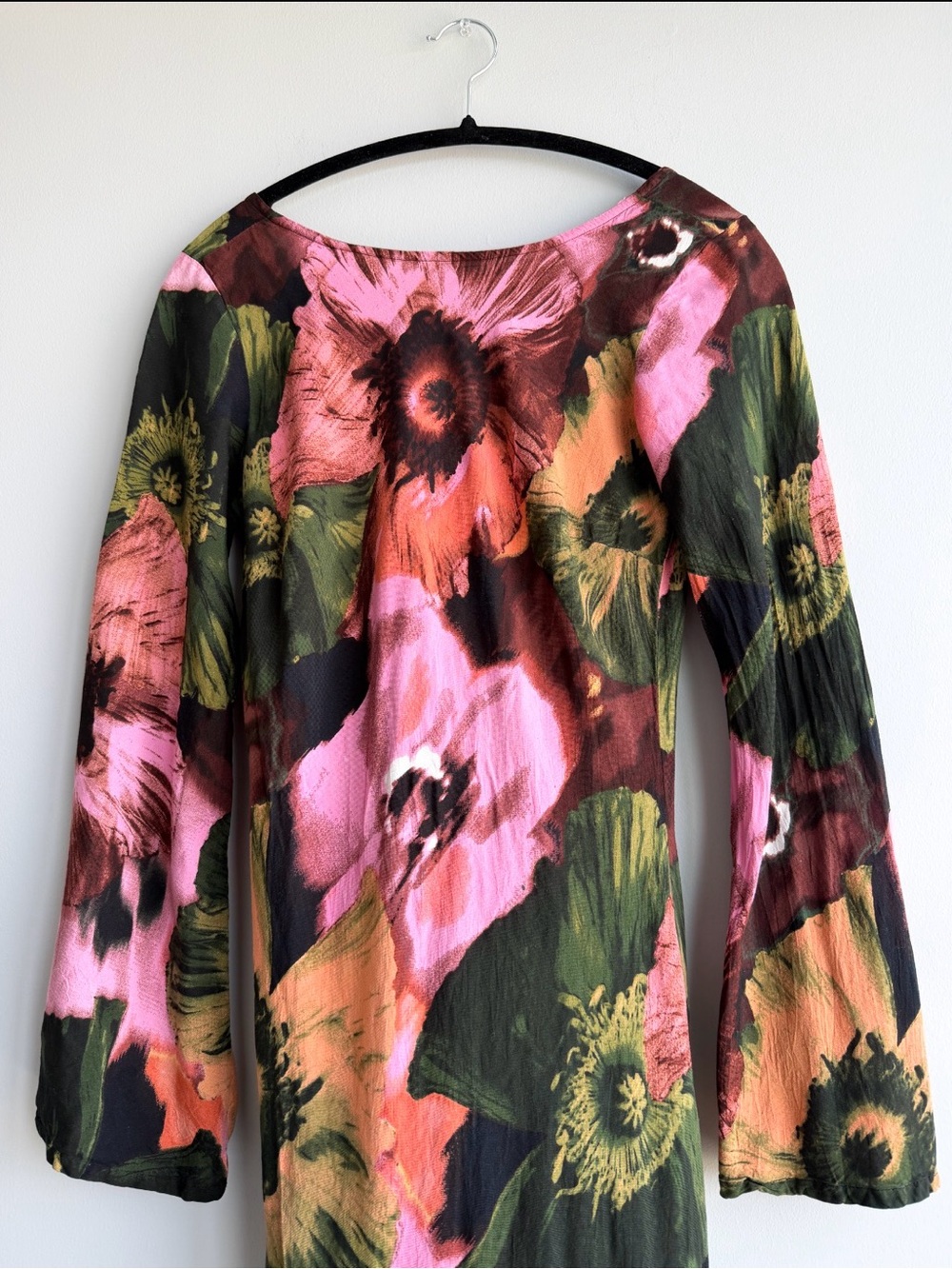 ASOS Design Viscose Slash Neck midi Dress with V-back detail large floral Print